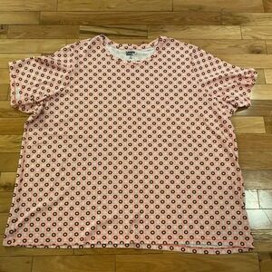 Lands End Women's 2X Pink Floral Print Short‎ Sleeve T-Shirt Top